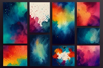 Wall Mural - Big set of bright vector colorful watercolor background for poster, brochure or flyer Generative Ai