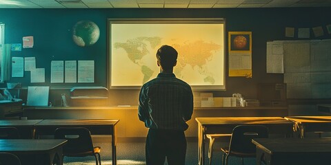 Poster - teacher on the first day of school
