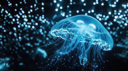 Wall Mural - Glowing Jellyfish in the Deep