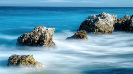 Dreamy seascape with blurred waves