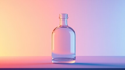 Aufkleber - Clear bottle displayed on a gradient background mockup in a 3D scene