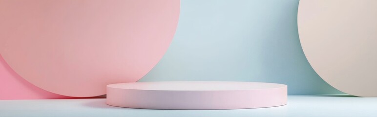 Poster - Abstract pastel colored background featuring a minimalist mockup suitable for a podium modern stage display or showcase created through 3D rendering