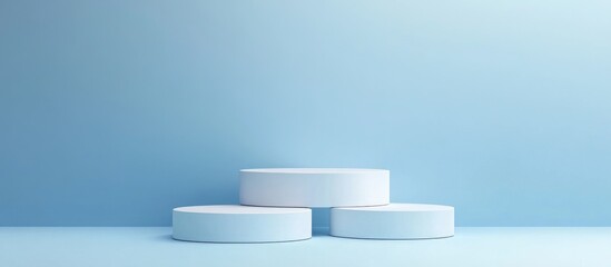 Poster - Abstract white podium against a blue background Conceptual display stand for product showcasing 3D rendering Minimalist design Advertising template