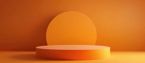 Aufkleber - Abstract orange geometric shape podium for product presentation against an orange backdrop 3D rendering