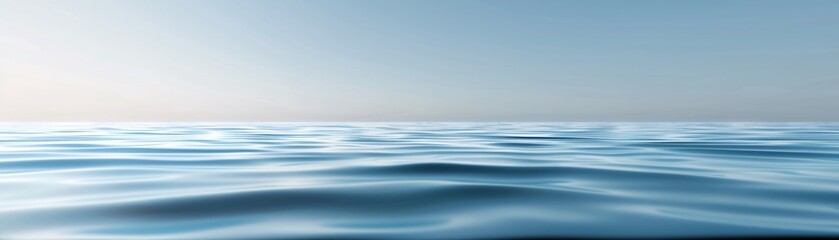 Poster - A serene 3D background featuring a calm ocean, gentle waves, and a clear blue sky, leaving ample copy space in the upper portion of the image.