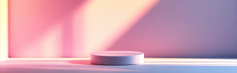 Poster - Minimalist abstract backdrop with pedestal 3D illustration and rendering