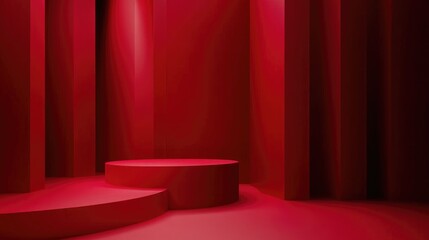 Poster - Red abstract vertical background for product display 3D rendering