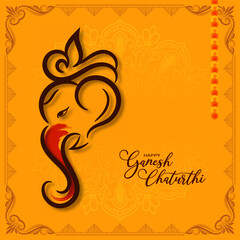 Wall Mural - Modern Happy Ganesh Chaturthi Indian cultural festival background