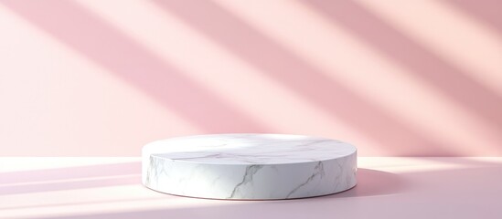 Poster - White marble pedestal on a light pink background 3D rendering