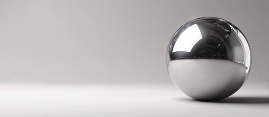 Poster - Gray metallic sphere on a white background with reflective glare 3D rendering