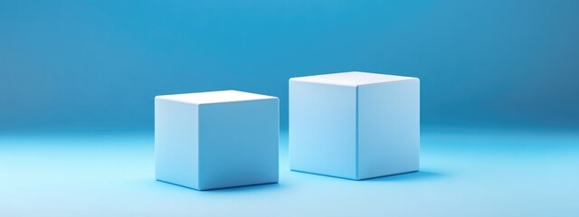 Aufkleber - Blue Cube Display with Blank Template Two Cubes Stand in 3D Render
