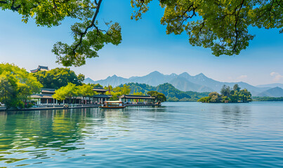 Sticker - lake in the mountains