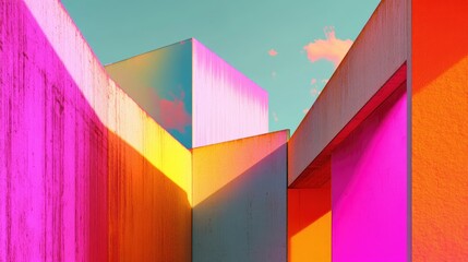 Canvas Print - Abstract architecture in vibrant digital hues