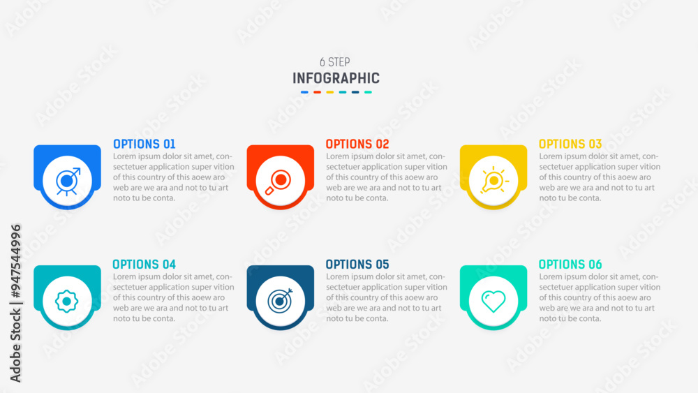 6 Element Design Business infographics design for Six Step, option, parts or process ...