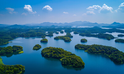 Sticker - lake and mountains in the summer