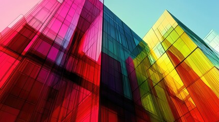 Canvas Print - Abstract architecture in vibrant digital hues