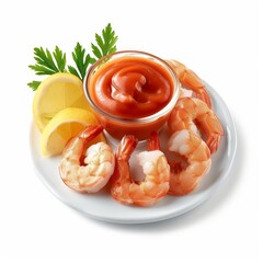 Shrimp and Cocktail Sauce Isolated on a Transparent Background, Generative AI