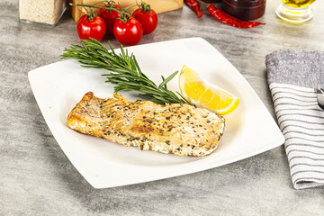 Wall Mural - Baked salmon fish served rosemary