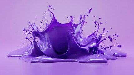 Poster - Vibrant splash of purple paint in a 3D illustration