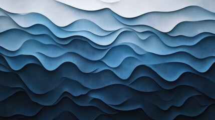 Poster - Geometric background featuring shades of dark and light blue resembling ocean waves