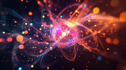 Poster - Fractal forms converge in a visually striking representation exploring the intersection of nuclear physics and graphic design within the realm of elementary particles