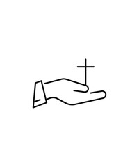 Poster - hand holding cross icon, vector best line icon.