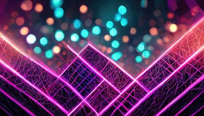 Wall Mural - abstract background with neon light and bokeh effect