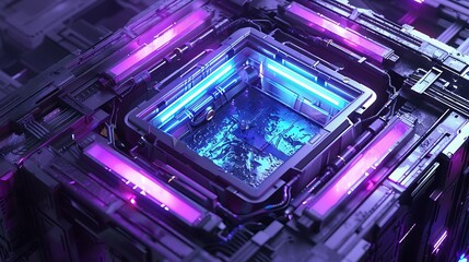 Poster - Neon Glow Portal in a Futuristic City