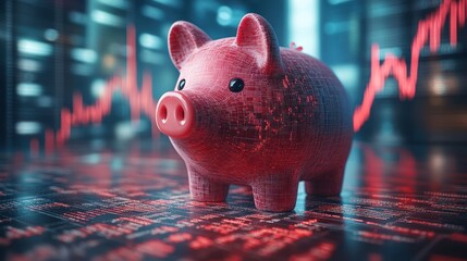 Piggy Bank on Stock Market Chart