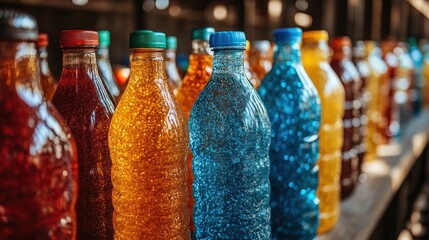 Colorful Bottles of Glitter on a Shelf