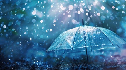 Canvas Print - Blue Umbrella in Rain