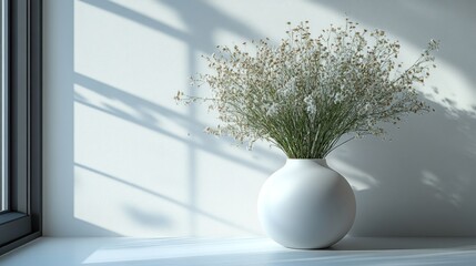 Poster - White Flowers in a Vase by the Window