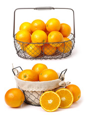 Sticker - Orange fruit on the white background