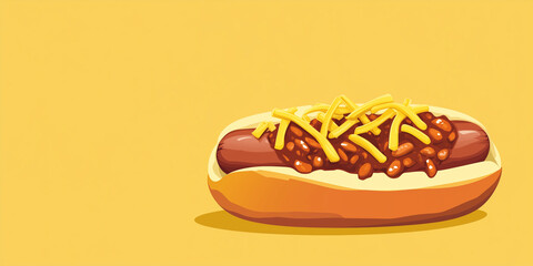 Wall Mural - Single chili dog with chili and cheese on top