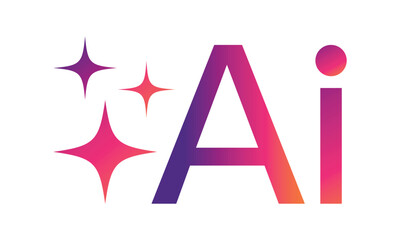 Poster - artificial intelligence logo with stars. colourful ai generate button, symbol, chat with ai sign, fo
