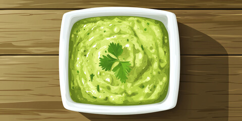 Wall Mural - Guacamole in a square dish, shown from above, no toppings