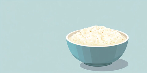 Wall Mural - Rice pudding in a deep bowl, smooth and plain surface