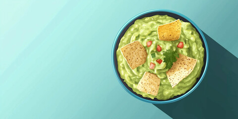 Wall Mural - Guacamole in a round bowl, no toppings, smooth surface