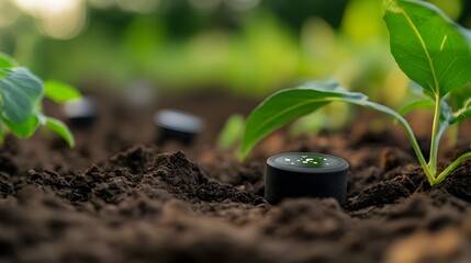 Poster - smart soil moisture sensors placed in the ground measuring and transmitting real time data about soi