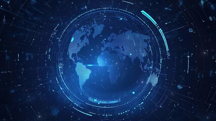 Poster - Global network concept. Abstract globe background. Symbolizing global network connectivity. Technology background. Abstract digital blue background with a futuristic globe. Copy space area