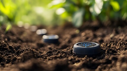 Poster - smart soil sensors strategically placed in the ground to measure and transmit real time moisture lev