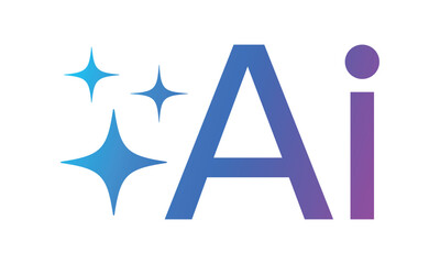 Poster - artificial intelligence logo with stars. colourful ai generation, generate button, symbol, chat with