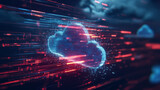  Futurystyczna technologia związana z przetwarzaniem danych w chmurze, gdzie ogromne ilości informacji są przesyłane przez internet. 