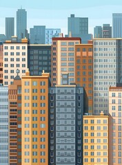 Illustration Of Cityscape With Buildings And Sky