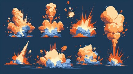 Collection of Cartoon Explosion Illustrations