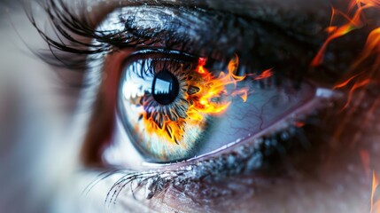 Canvas Print - Fiery eye close-up