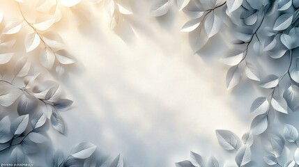 Wall Mural - White Leaves Background With Sunlight