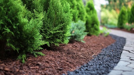 Verdant Beauty: Thuja Smaragd in Landscape Design with Selective Focus