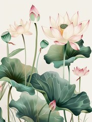 Sticker - Delicate pink lotus blooms.