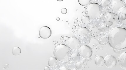 Sticker - A white background with small water bubbles floating in the air